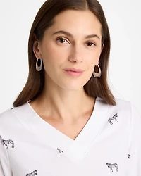 Silvertone Front To Back Hoop Earrings