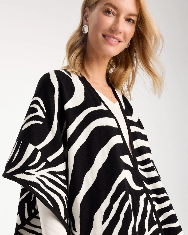 Jacquard Zebra Open-Front Ruana