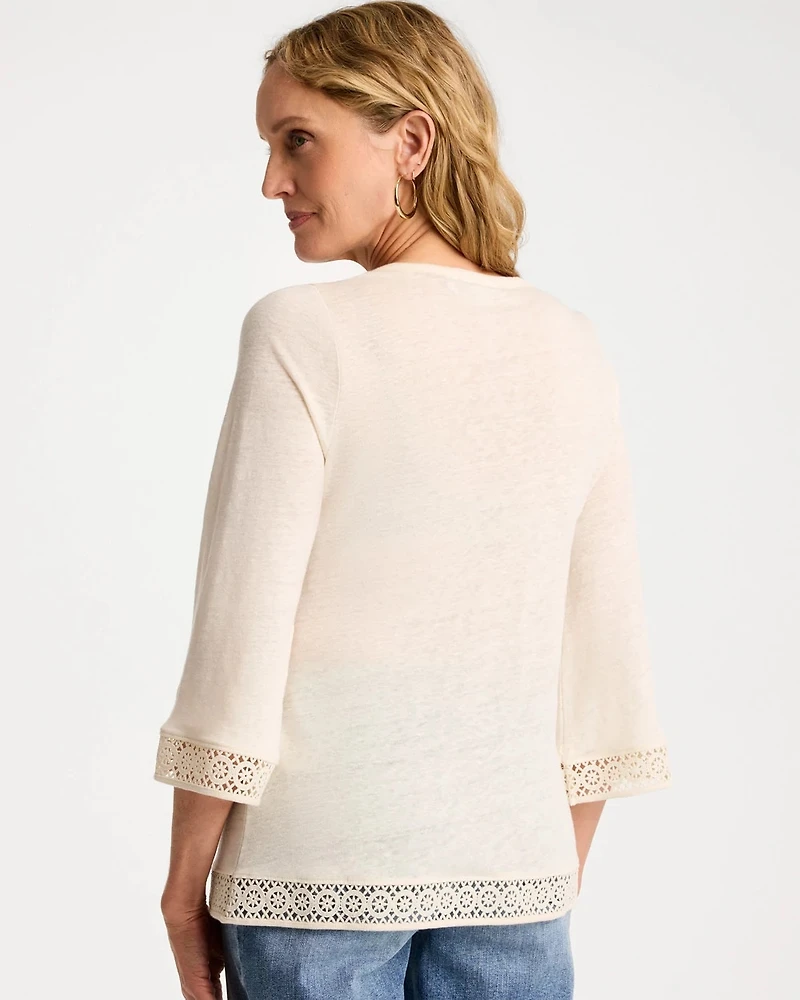 Linen Crochet Lace Tee