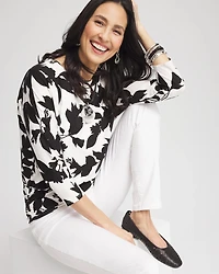 Touch of Cool™ Floral Banded-Hem Top