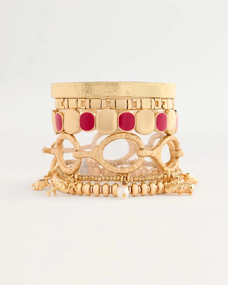 Raspberry Enamel Stretch Bracelet