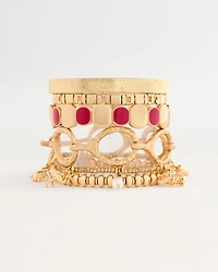Raspberry Enamel Stretch Bracelet