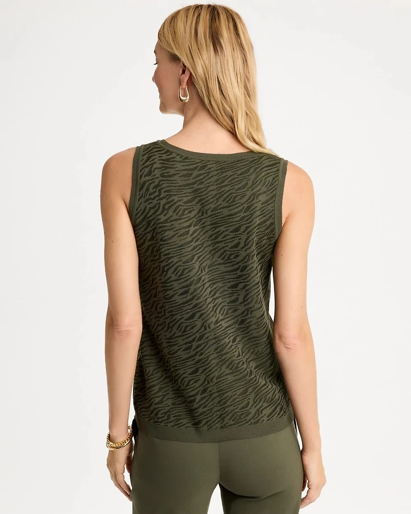 Ella Zebra Jacquard Scoopneck Sweater Tank