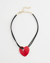 Red Enamel Heart Pendant Necklace