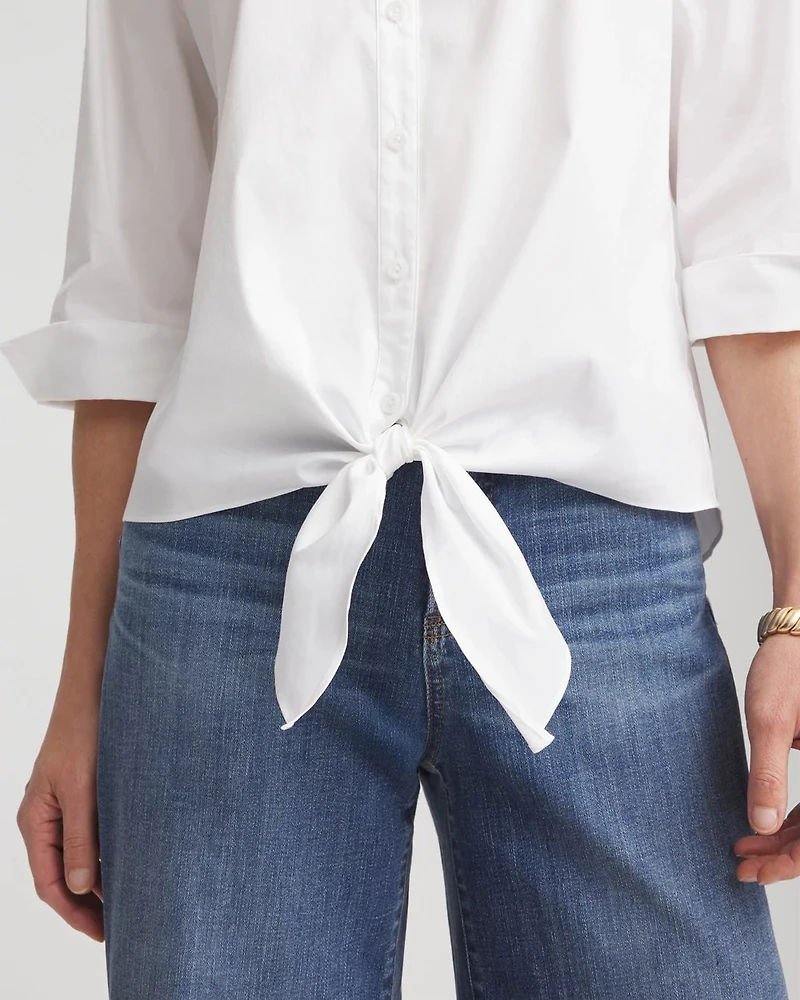 Poplin Tie-Front Top
