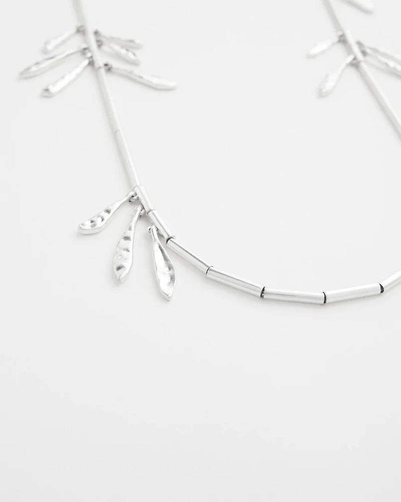 Silver Tone Leaf Necklace