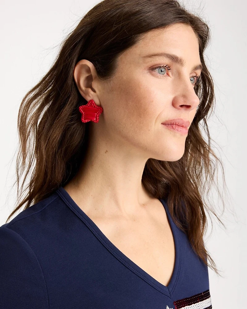 Americana Red Star Stud Earrings