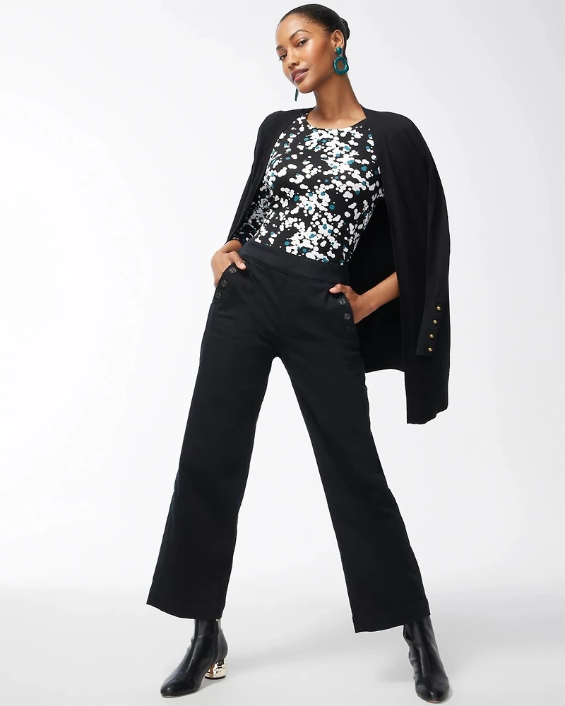 Pull-On Wide Leg Ankle Jeans