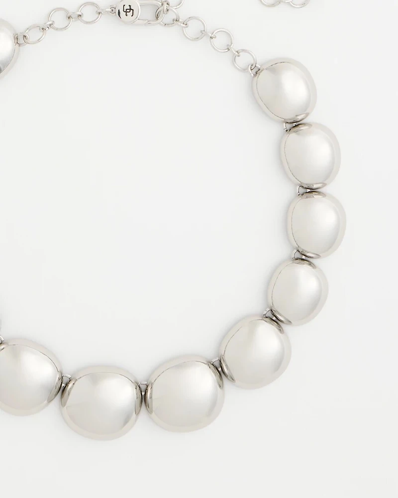 Silver Pebble Collar Necklace