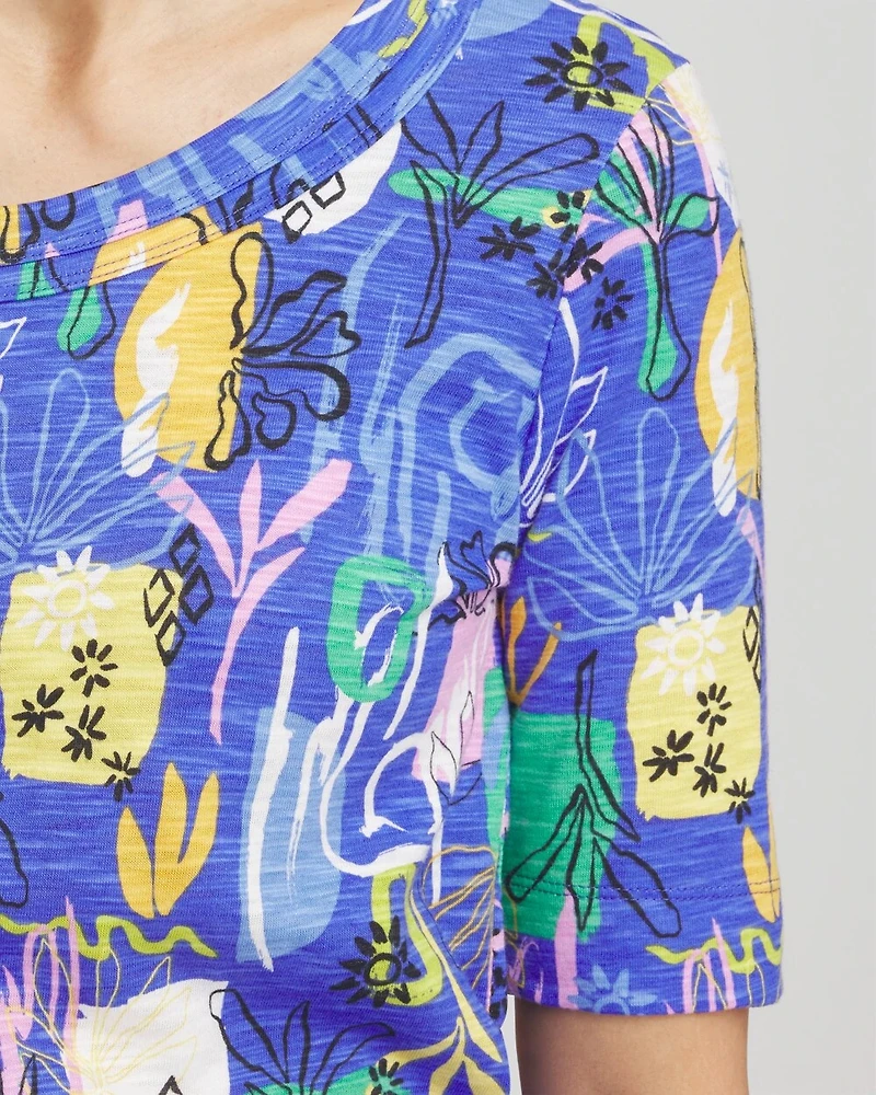 Abstract Scoop Neck Tee