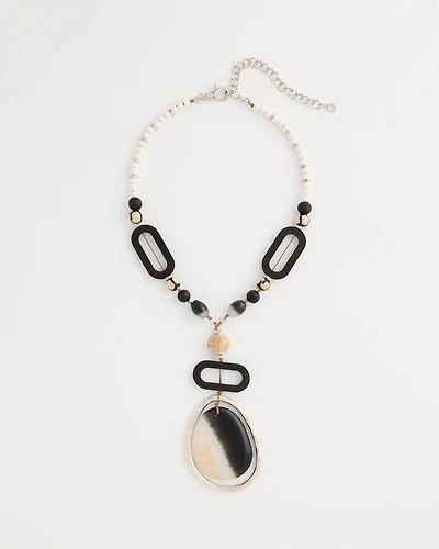 Agate Wood Pendant Necklace