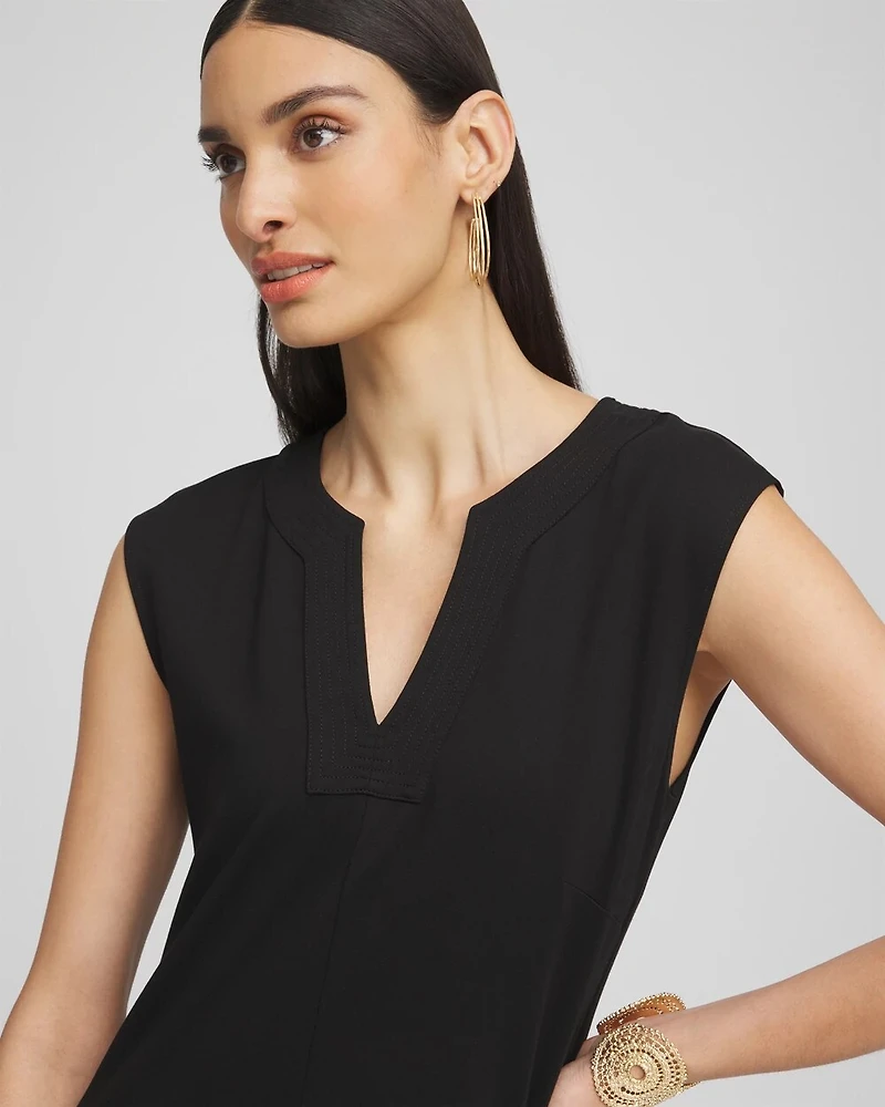 Trapunto Placket Midi Dress