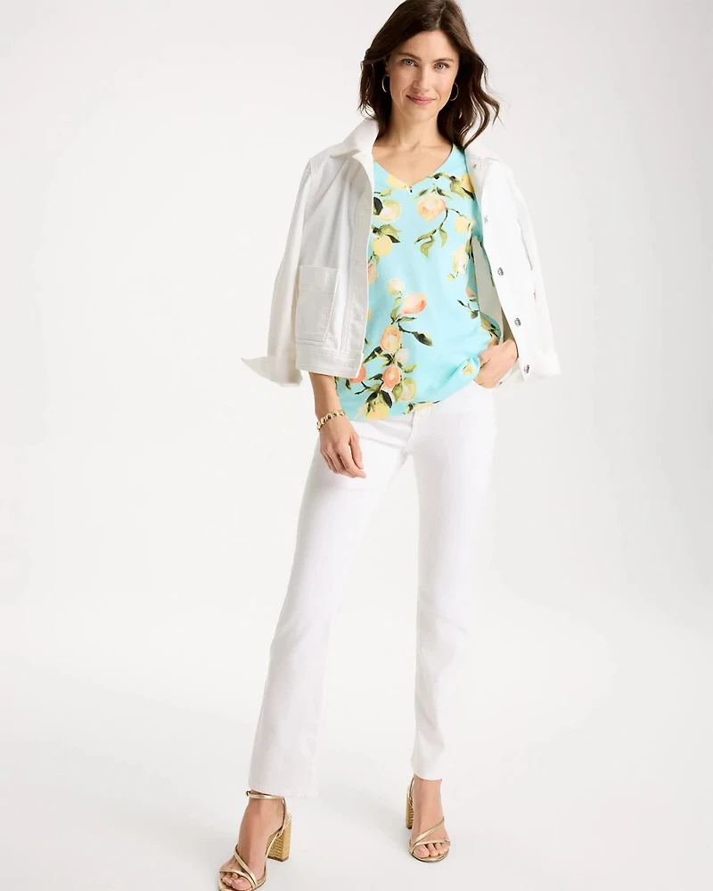 Pima Printed Elbow-Sleeve Tee