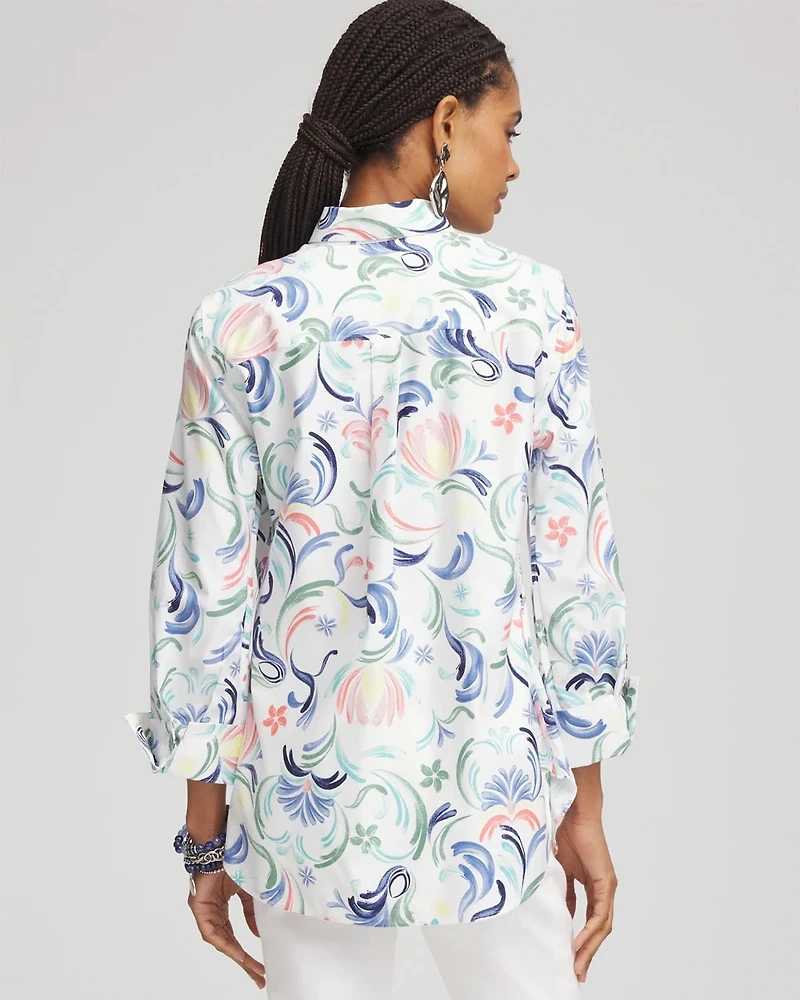 No Iron™ Floral Stretch Sateen Shirt