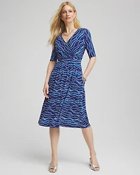 Ocean Print Surplice Neckline Dress