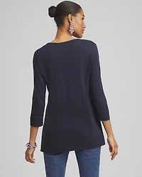 Floral Henley Side Slit Tunic