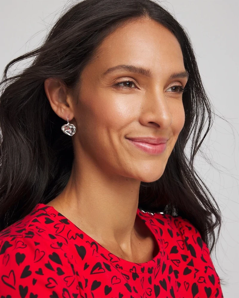 Crystal Heart Gem Drop Earrings