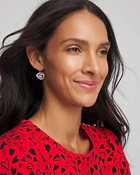 Crystal Heart Gem Drop Earrings