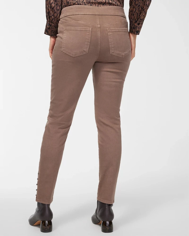 Studded Hem Pull-On Ankle Jeggings