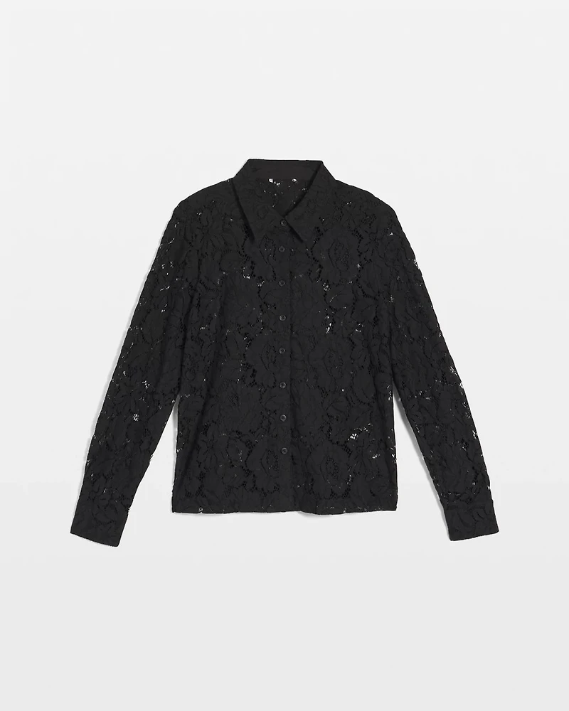 Classic-Fit Collared Lace Shirt