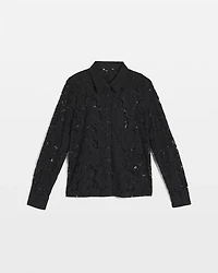 Classic-Fit Collared Lace Shirt