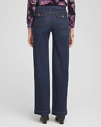 Embellished Wide Leg Pull On Jeans