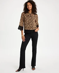 Prestige Print Lace Tie-Neck Blouse