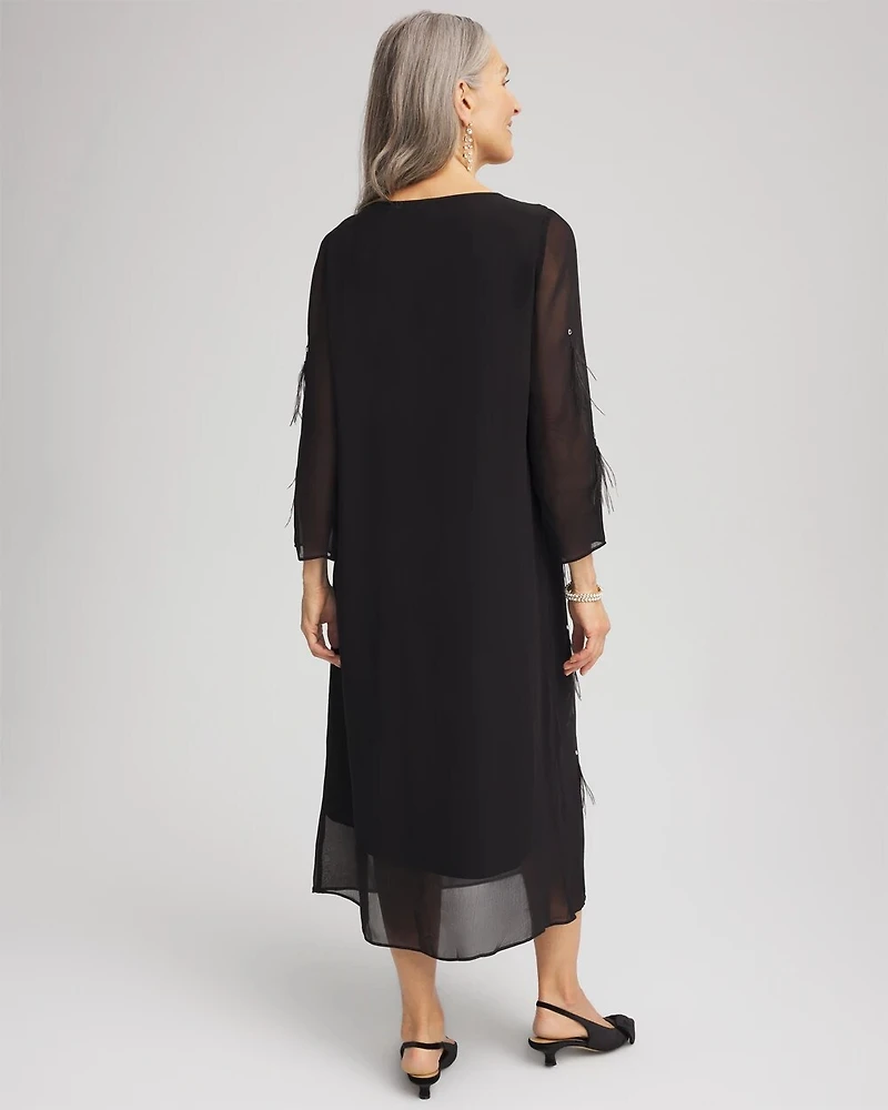 Feathered Georgette Popover Dress