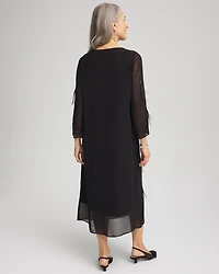Feathered Georgette Popover Dress