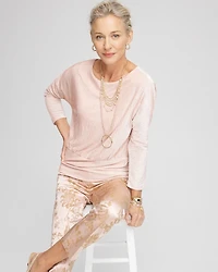 Crinkle Velvet Banded Hem Top