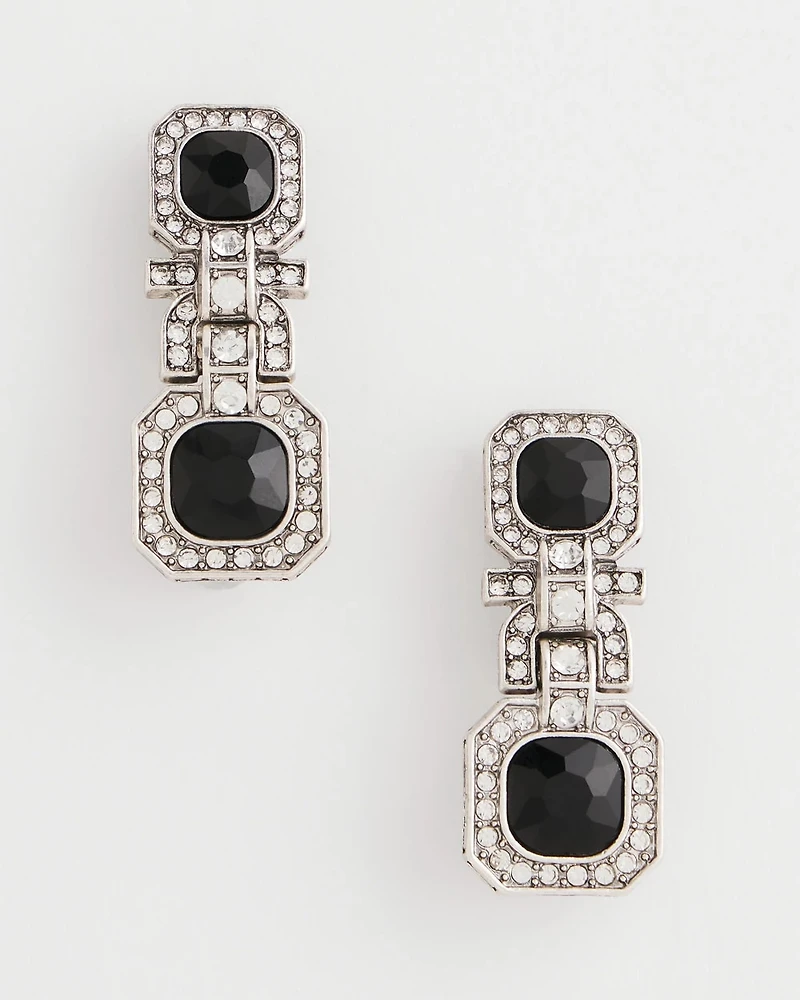 Black Square Drop Earrings