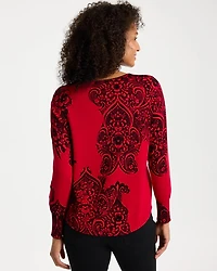 Ella V-Neck Printed Pullover Sweater