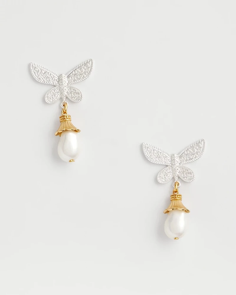 No Droop® Pearlescent Butterfly Earrings
