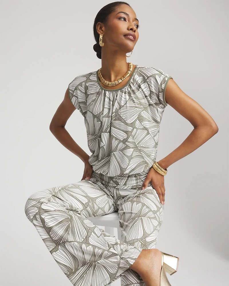 Travelers™ Abstract Leaf Print Knit Top