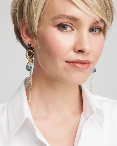 No Droop® Sodalite Tassel Earrings