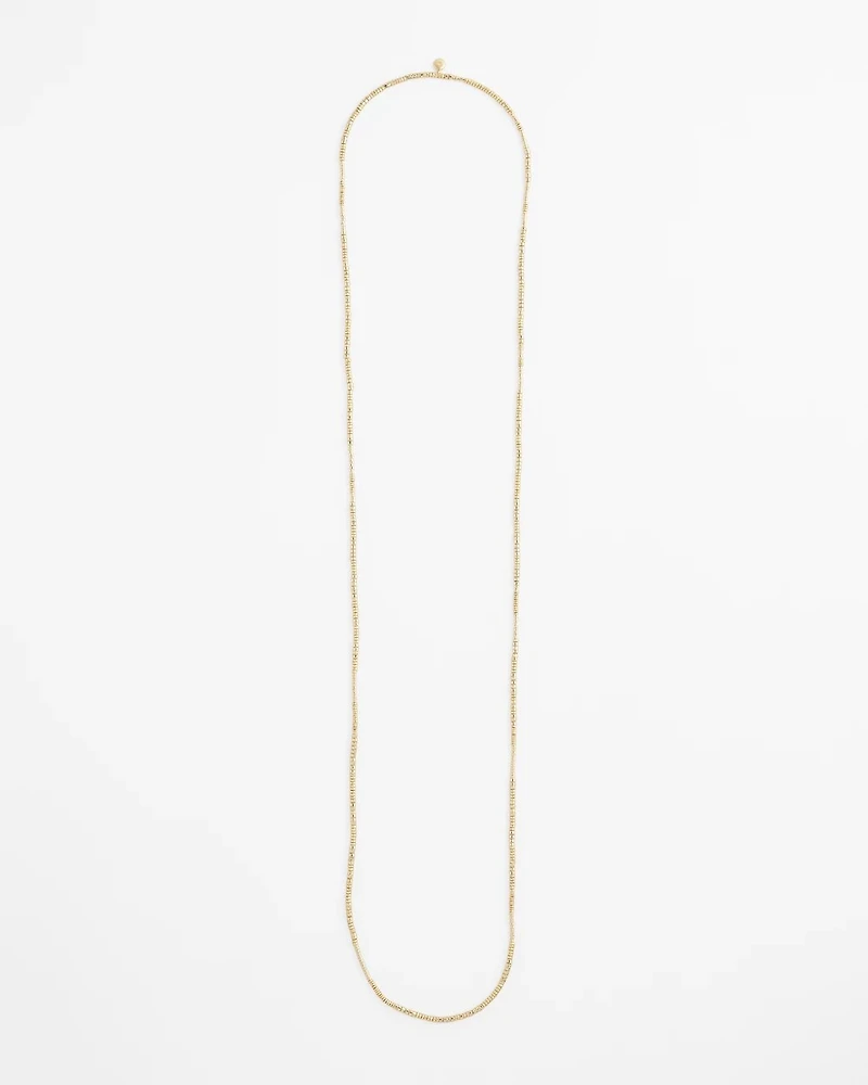 Long Goldtone Seed Bead Necklace