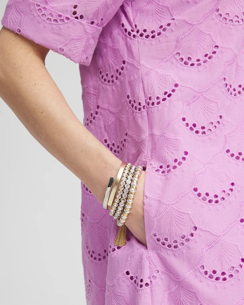 Eyelet Popover Dress