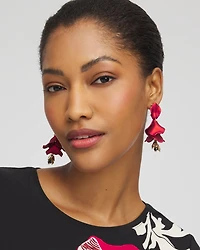 Red Flower Drop Earrings