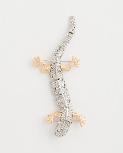 Faux Diamond Lizard Brooch