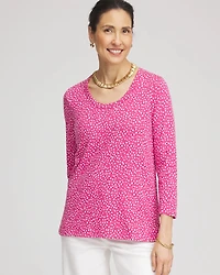 Slub Cheetah-Print 3/4 Sleeve Tee