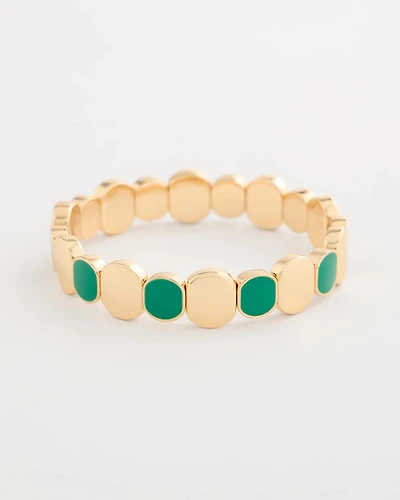 Green Goldtone Glam Stretch Bracelet