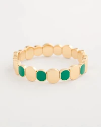 Green Goldtone Glam Stretch Bracelet