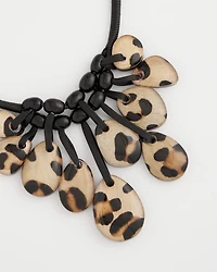 Chico's Originals Leather Animal Corded Bib Necklace