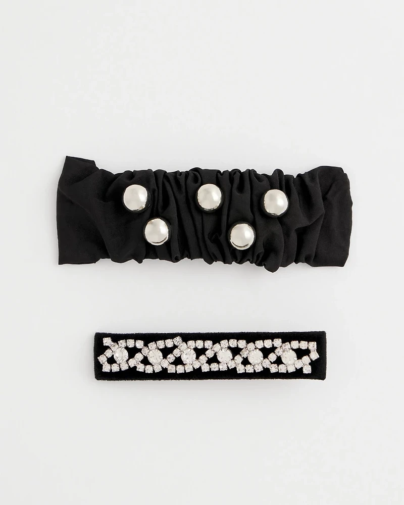 Set of Two Jeweled Barrettes