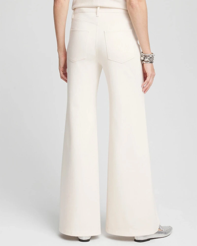 Petite High Rise Wide Leg Ponte Pants