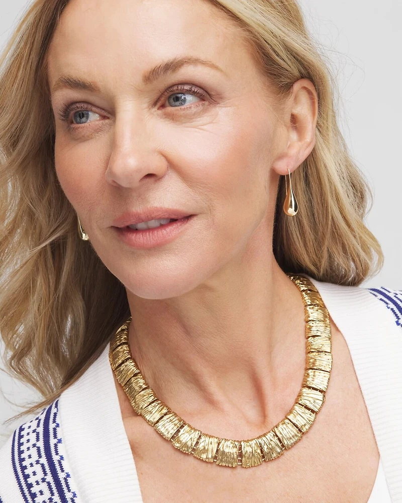 Goldtone Crinkle Collar Necklace