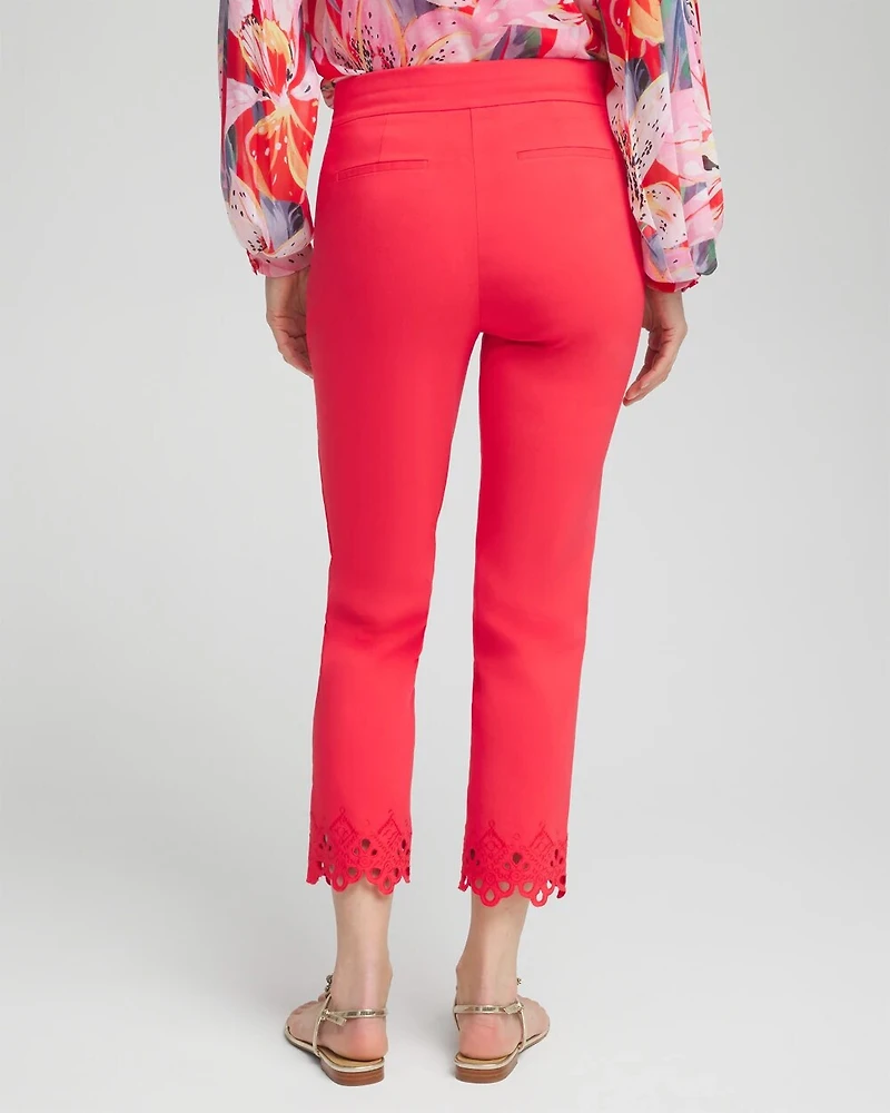 Brigitte Eyelet Hem Slim Cropped Pants