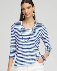 Striped Slub Scoop Neck Tee