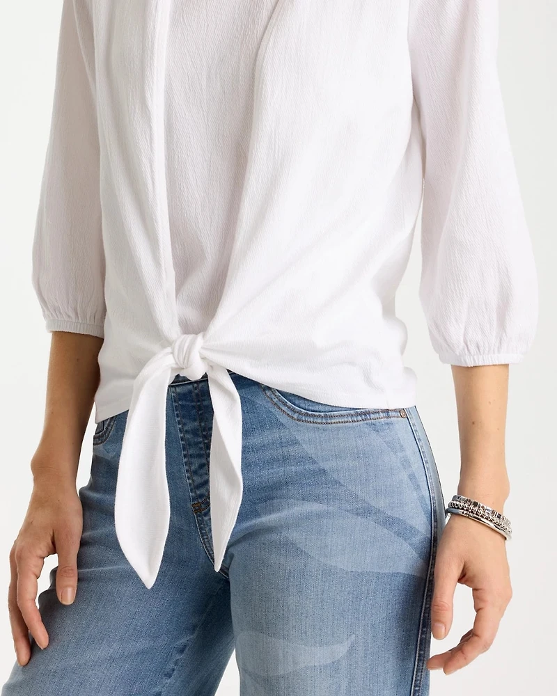Knit Gauze Tie-Front Cardigan