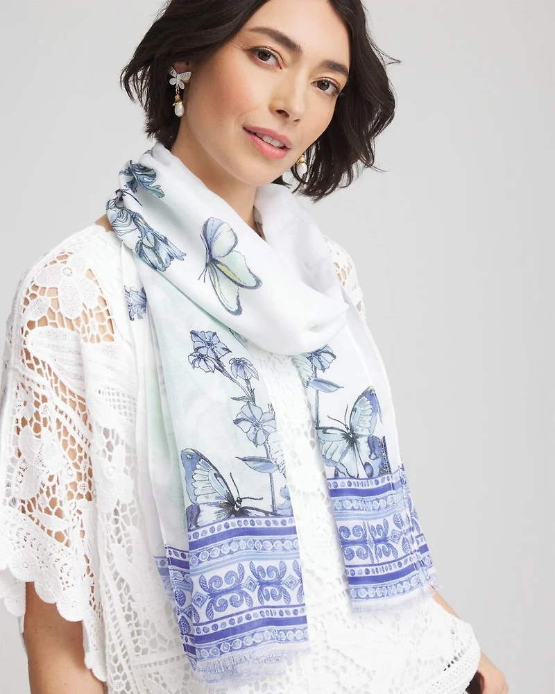 Woven Floral Oblong Scarf
